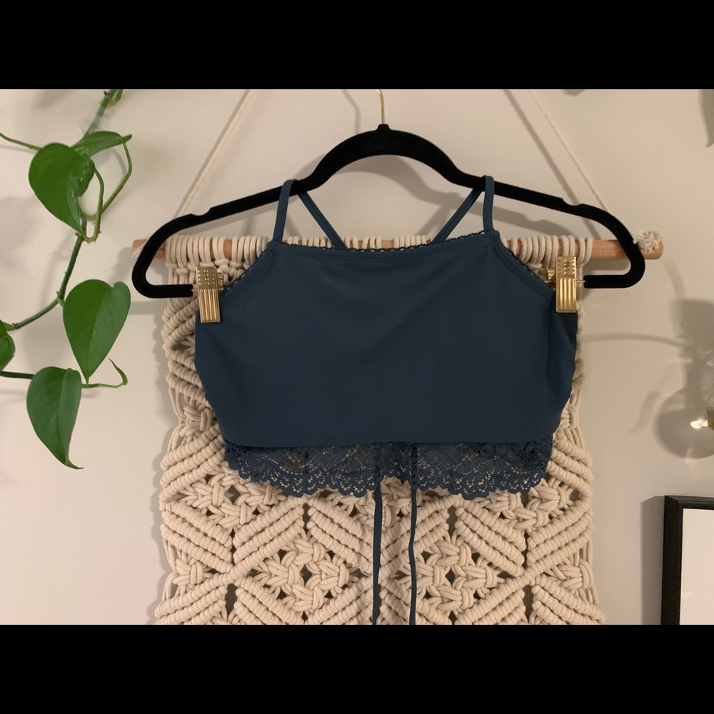 Blue halter Bikini top